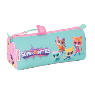 Imagen de Safta SUPERKITTIES Portatodo con Cremallera y Compartimiento, Estuche Infantil, Niño, Ideal para Niños en Edad Escolar, Cómodo Versátil, Calidad Resistencia, 21x7x8 cm