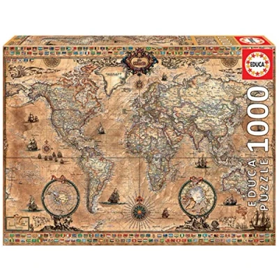 Imagen de Educa Puzzle de 1000 Piezas para Adultos Mapamundi. Incluye Pegamento Fix Puzzle. A Partir 14 años(15159)