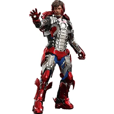 Imagen de Hot Toys Tony Stark 1:6 Versión de Traje Mark V Iron Man 2, Rojo