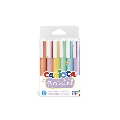Imagen de Carioca subrayadores Pastel, 6 Colores A Base de Agua y lavable, Punta Biselada