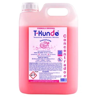 Imagen de Bidón 5 Litros Concentrado Aroma Pink Love Detergente Tensoactivo y Multiusos Para Limpieza: Uso Profesional Doméstico Equivale a 75 de Disolución