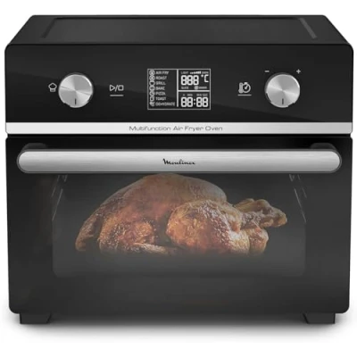 Imagen de Moulinex Easy Fry Air Fryer Oven 20 L Horno y freidora de aire, capacidad, ahorra hasta un 70 % energía, 10 programas automáticos, tecnología Extra Crisp, pantalla digital, negra, AL6058