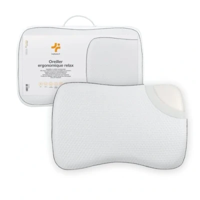 Imagen de Inphysio® Almohada Ergonómica Relax, de Espuma con Memoria, Ortopédica, Cojín para Cervicales Dolorosas, Funda Bambú Antiácaros, Hipoalergénica, Malla 3D Deluxe, 60x40x13 cm