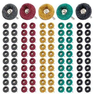 Imagen de 100 abrasivos de pulido 25 mm, discos para pulir con vástago 3 accesorios herramientas rotativas Dremel, juego vidrio metal y madera