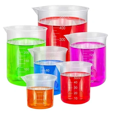 Imagen de BUZIFU Vasos Medidores de Plástico PP, 6 unids Jarras Medidoras 25 ml a 500 ml, Tazas Transparentes, Resistente al Calor y Ácidos, para Medir Muchos Líquidos, Hornear Laboratorio