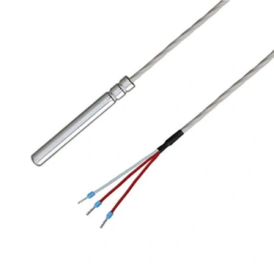 Imagen de PT100 Sonda de cable, sensor temperatura, cable conexión teflón hasta 250 C, 3 escaleras, IP67, impermeable, apto para alimentos, 2 metros