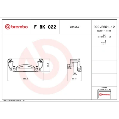 Imagen de BREMBO F BK 022 Juego de soportes pinza freno RENAULT: MASTER 3 Kasten