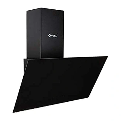 Imagen de Wiggo campana extractora de 60 cm, sin cabeza, con recirculación aire, 300 m3/h, pantalla táctil LED, 3 niveles, filtro grasa y 2 filtros carbón, frontal cristal, negro
