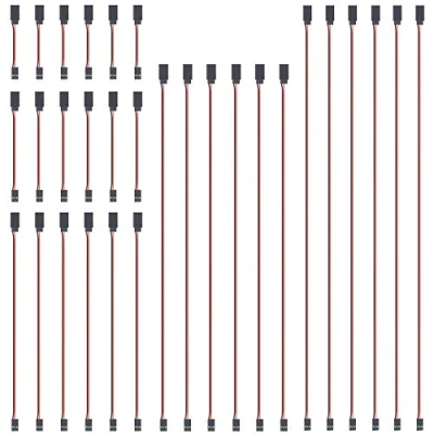 Imagen de GTIWUNG 30Pcs Cable de Extension Servo, 100mm/150mm/300mm/500mm/600mm JR Servo Extensión, Receptor Enchufes Conectores Mujer a Hombre RC Avión Extensión