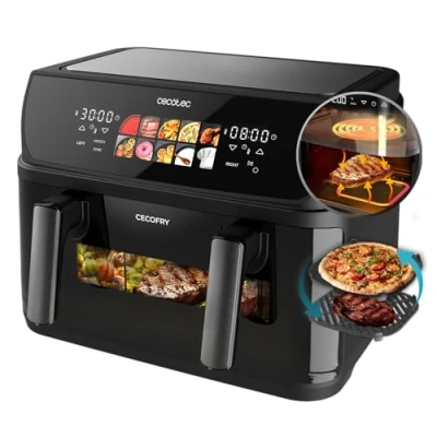 Imagen de Cecotec Freidora de Aire sin Aceite 10L con Doble Resistencia, Plancha, Grill, Air Fryer Cecofry&amp;Grill Duoheat 10000 Essential. 2800W, Pared Divisoria Móvil, Temperatura Regulable, 10 Menús