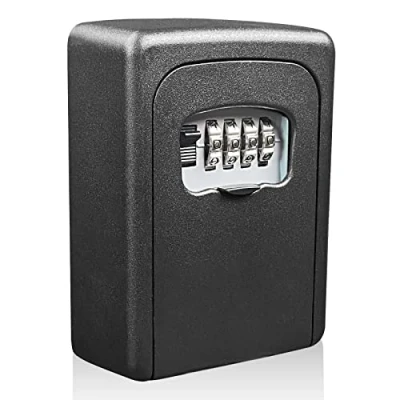 Imagen de Newaner Caja de Seguridad para Llaves con código 4 dígitos, Impermeable y Resistente a la corrosión Pared cajetin Llave combinación hogar, Garaje, Escuela, Oficina, Gimnasio (Negro)
