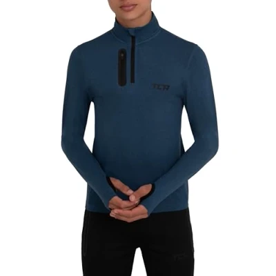 Imagen de TCA Camiseta Deporte Manga Larga Hombre Deportiva Secado Rápido Fusion Pro Quickdry con Media Cremallera para Niños Azul Oscuro/Azul Oscuro, 12 14 años