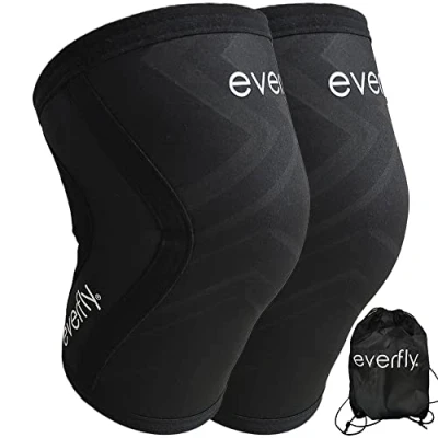 Imagen de Everfly Rodilleras Crossfit 5mm 1 Par Menisco y Ligamento Neopreno SCR Negras Deportivas Gym Calistenia Hombre Mujer Halterofilia Fitness Powerlifting Compresion Sentadillas (L)