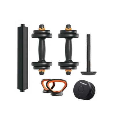 Imagen de KSIX smart your tech Fed Kit Mancuernas V2 10KG conectadas App Move It, Barra y Pesa Rusa Xiaomi Fed, Sensor Inteligente, 10kg, Modulables, Multifunción, Empuñadura ergonómica