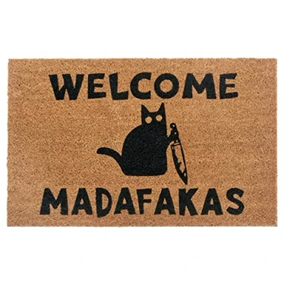 Imagen de Hanse Home Felpudo de Coco para Interior Natural, Coco, Welcome Madafakas, Resistente a la Intemperie y Antideslizante, Pasillo, terraza, Entrada 45 x 75 cm