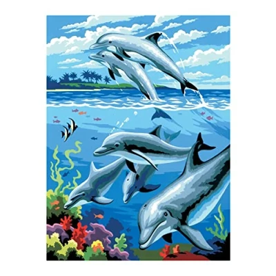 Imagen de Royal &amp; Langnickel Painting by Numbers Junior Dolphins, Incl. Colores y Pinceles, para Adultos niños a Partir de 8 años