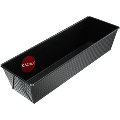 Imagen de KADAX molde rectangular de hojalata, para tarta real con capa antiadherente, pan, tartas, cuadrado (35 x 12 cm, negro)