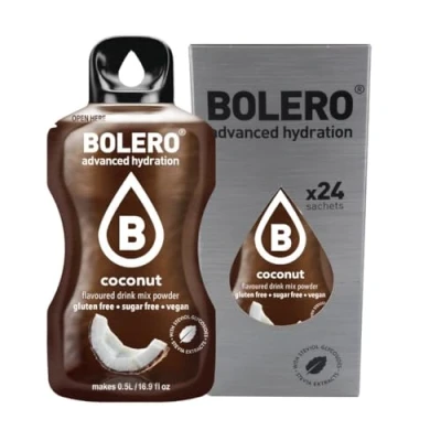 Imagen de Bolero Bebida 24 bolsitas 3 gr Sticks Frutas Preparado Polvo Soluble Para Fresca en Agua Producto, 72 gramos endulzado con stevia (Coconut)