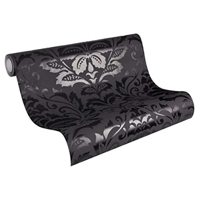 Imagen de A.S. Création Papel Pintado Barroco en Negro de Pared para Varios Espacios 10,05 m x 0,53