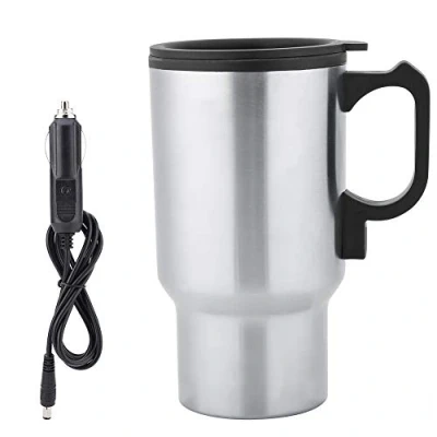 Imagen de 12V 450ml Termo Taza Electrico de acero inoxidable, térmica inoxidable para viaje café Botella agua caliente