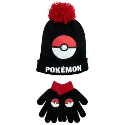 Imagen de Pokémon Juego de Gorro y guantes niños invierno para niñas Rojo Talla única