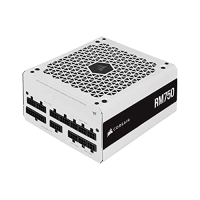 Imagen de Corsair RM750 2021, RM Series, 750 Watts 80 Plus Gold Fuente de Alimentación ATX Totalmente Modular, Conectores Triples EPS12V, Poco Ruido, Modo Zero RPM, Condensadores 105 C, Blanco
