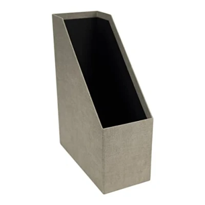 Imagen de Bigso Box of Sweden archivador vertical para periódicos, revistas o actas Práctica caja clasificadora de tablero fibras y papel con aspecto lino Revistero rígido asa beige